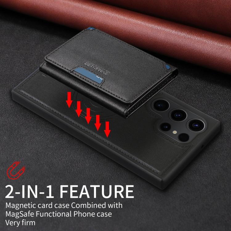 For Samsung Galaxy S23 Ultra 5G BETOPNICE Horizontal Flip Detachable MagSafe Wallet Phone Case
