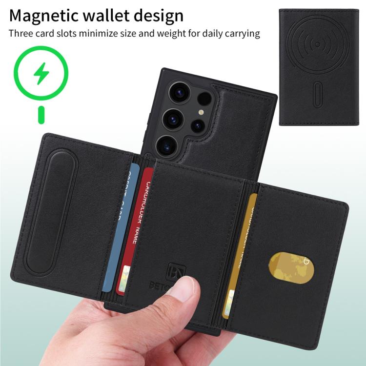 For Samsung Galaxy S23 Ultra 5G BETOPNICE Horizontal Flip Detachable MagSafe Wallet Phone Case