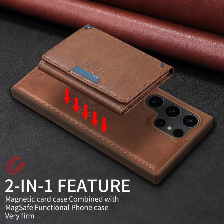 For Samsung Galaxy S23 Ultra 5G BETOPNICE Horizontal Flip Detachable MagSafe Wallet Phone Case