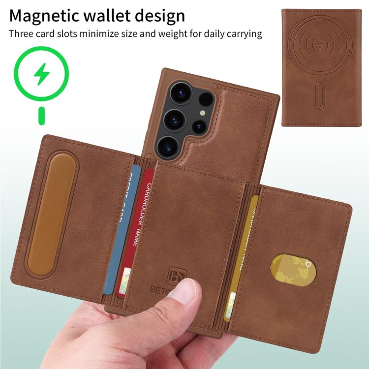 For Samsung Galaxy S23 Ultra 5G BETOPNICE Horizontal Flip Detachable MagSafe Wallet Phone Case