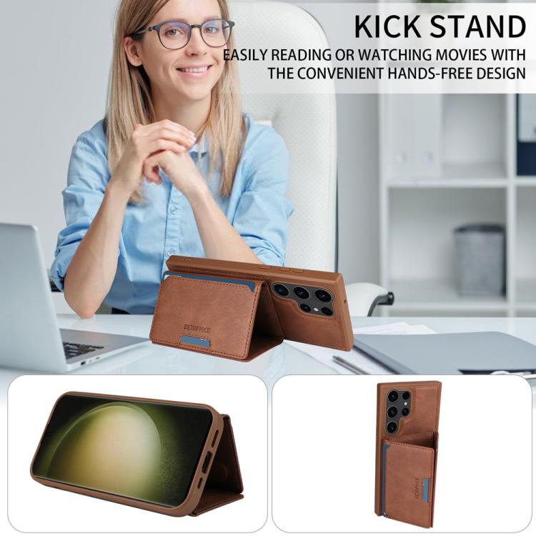 For Samsung Galaxy S23 Ultra 5G BETOPNICE Horizontal Flip Detachable MagSafe Wallet Phone Case