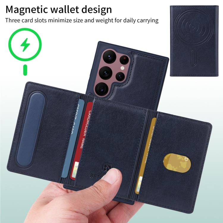 For Samsung Galaxy S22 Ultra 5G BETOPNICE Horizontal Flip Detachable MagSafe Wallet Phone Case