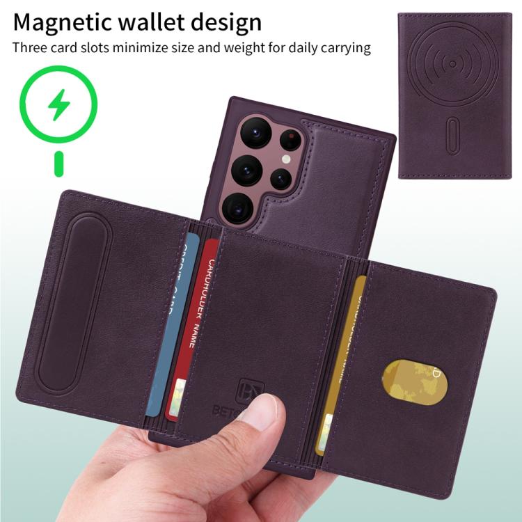 For Samsung Galaxy S22 Ultra 5G BETOPNICE Horizontal Flip Detachable MagSafe Wallet Phone Case