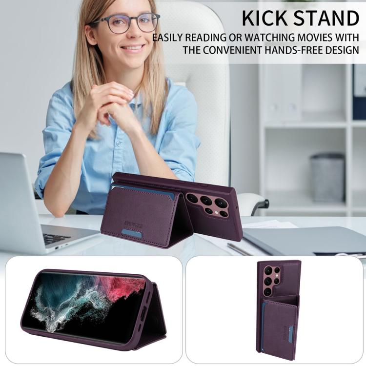 For Samsung Galaxy S22 Ultra 5G BETOPNICE Horizontal Flip Detachable MagSafe Wallet Phone Case