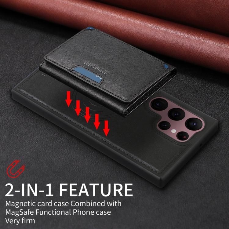For Samsung Galaxy S22 Ultra 5G BETOPNICE Horizontal Flip Detachable MagSafe Wallet Phone Case