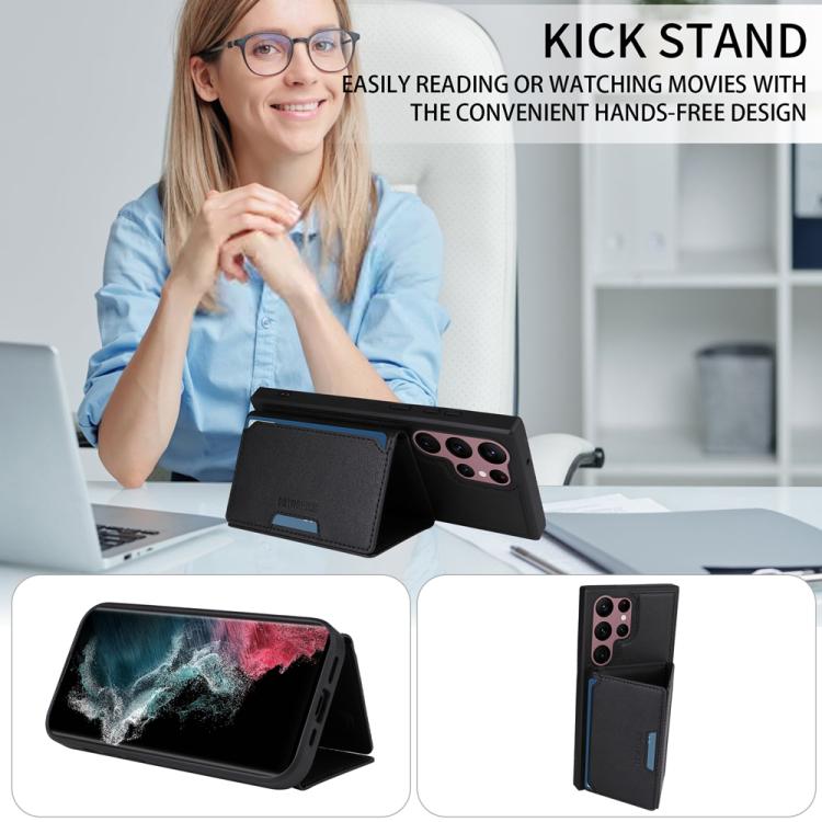 For Samsung Galaxy S22 Ultra 5G BETOPNICE Horizontal Flip Detachable MagSafe Wallet Phone Case