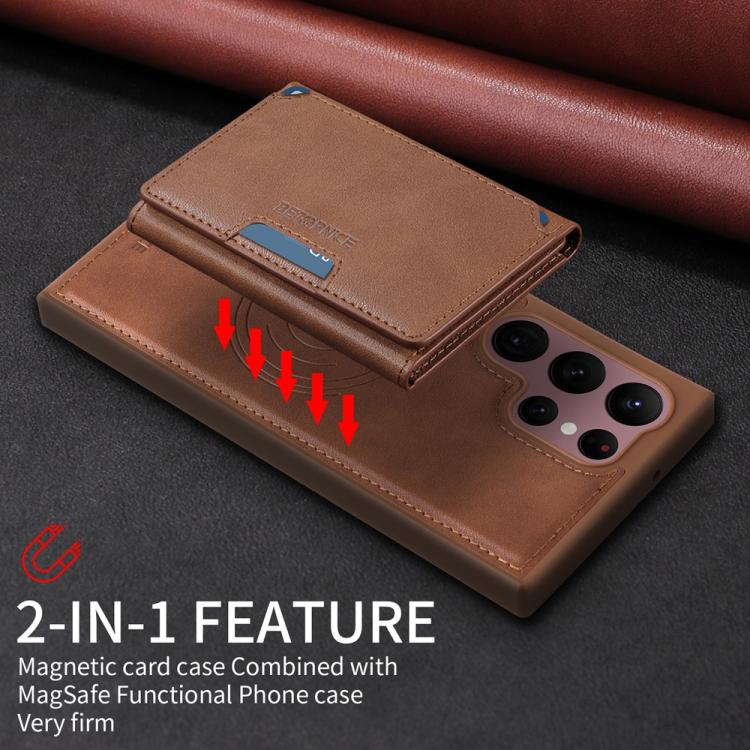 For Samsung Galaxy S22 Ultra 5G BETOPNICE Horizontal Flip Detachable MagSafe Wallet Phone Case
