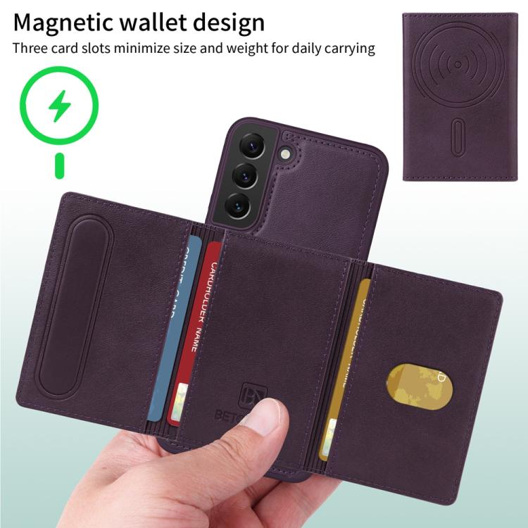 For Samsung Galaxy S22+ 5G BETOPNICE Horizontal Flip Detachable MagSafe Wallet Phone Case