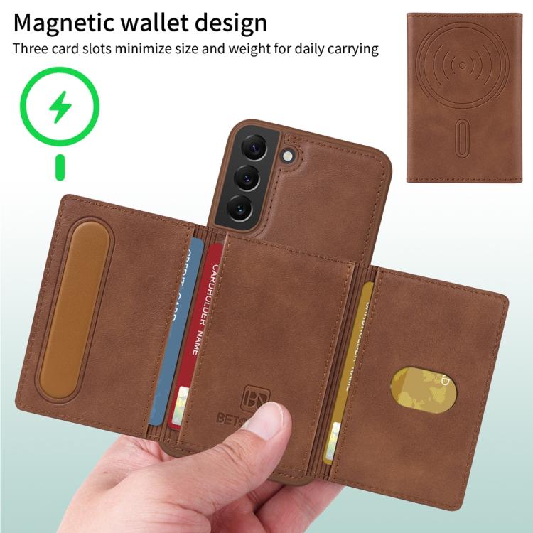 For Samsung Galaxy S22+ 5G BETOPNICE Horizontal Flip Detachable MagSafe Wallet Phone Case