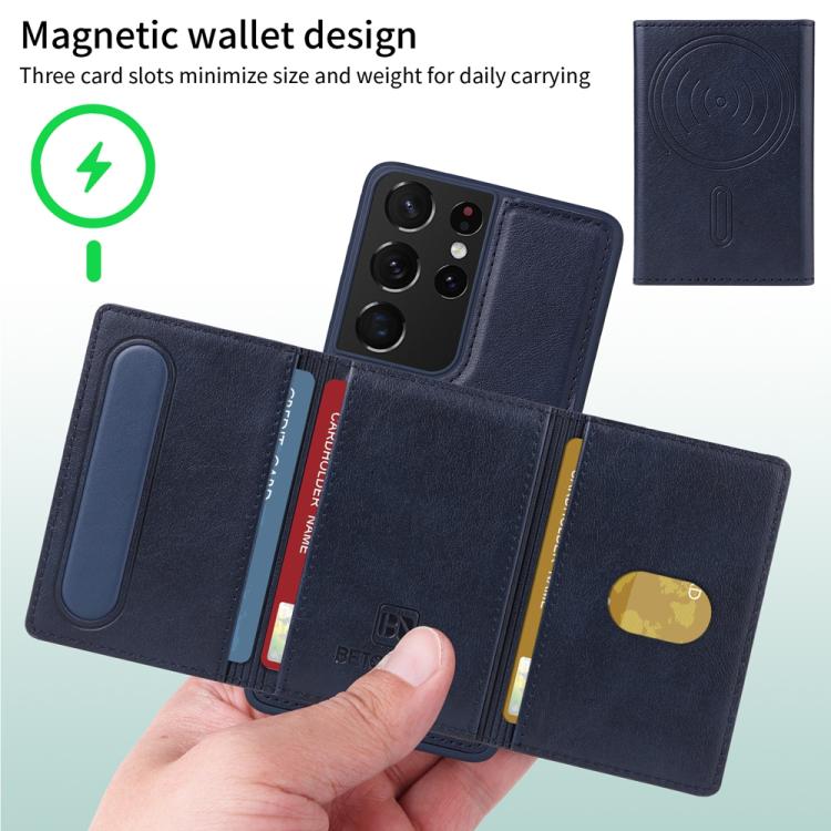 For Samsung Galaxy S21 Ultra 5G BETOPNICE Horizontal Flip Detachable MagSafe Wallet Phone Case