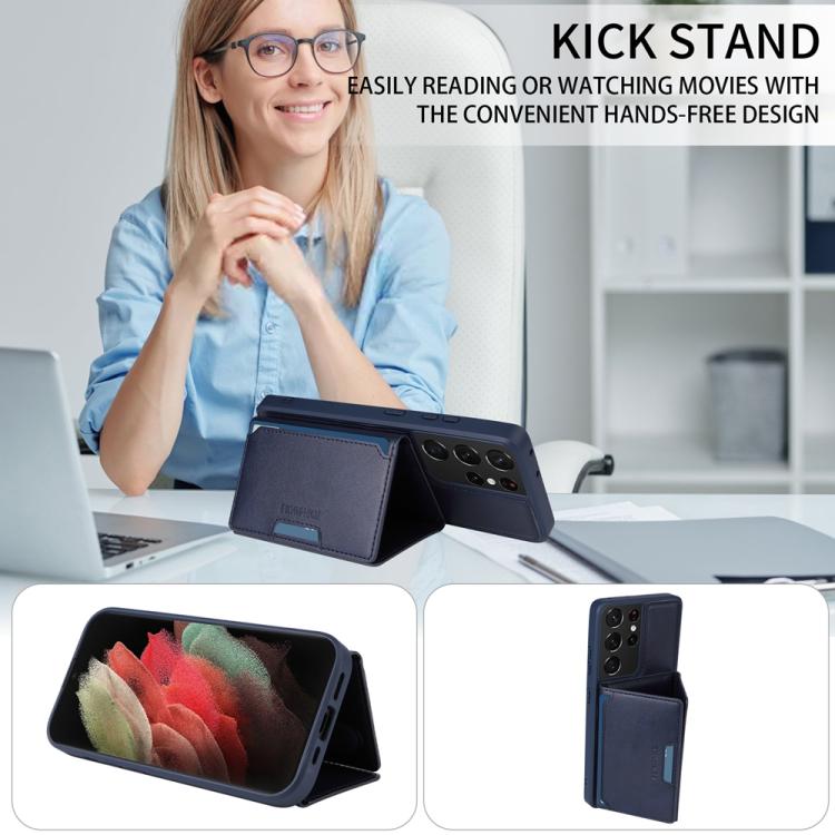 For Samsung Galaxy S21 Ultra 5G BETOPNICE Horizontal Flip Detachable MagSafe Wallet Phone Case