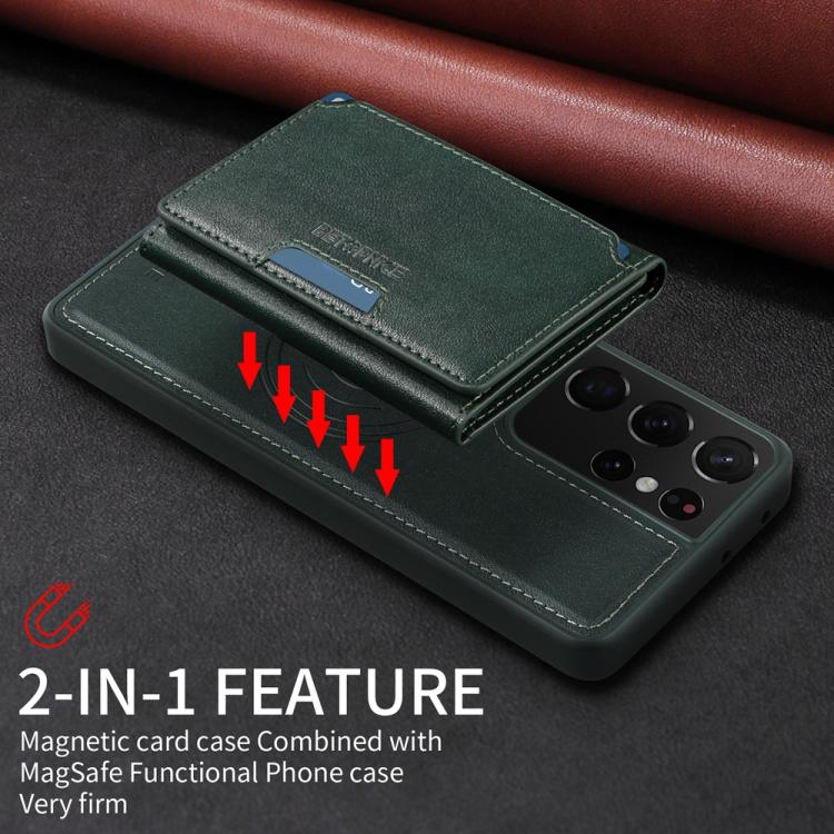 For Samsung Galaxy S21 Ultra 5G BETOPNICE Horizontal Flip Detachable MagSafe Wallet Phone Case