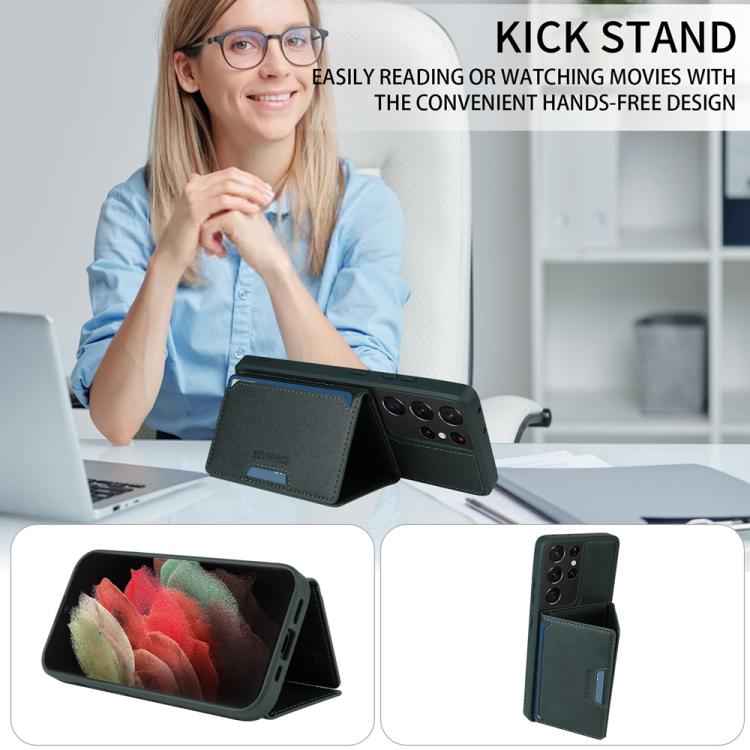 For Samsung Galaxy S21 Ultra 5G BETOPNICE Horizontal Flip Detachable MagSafe Wallet Phone Case