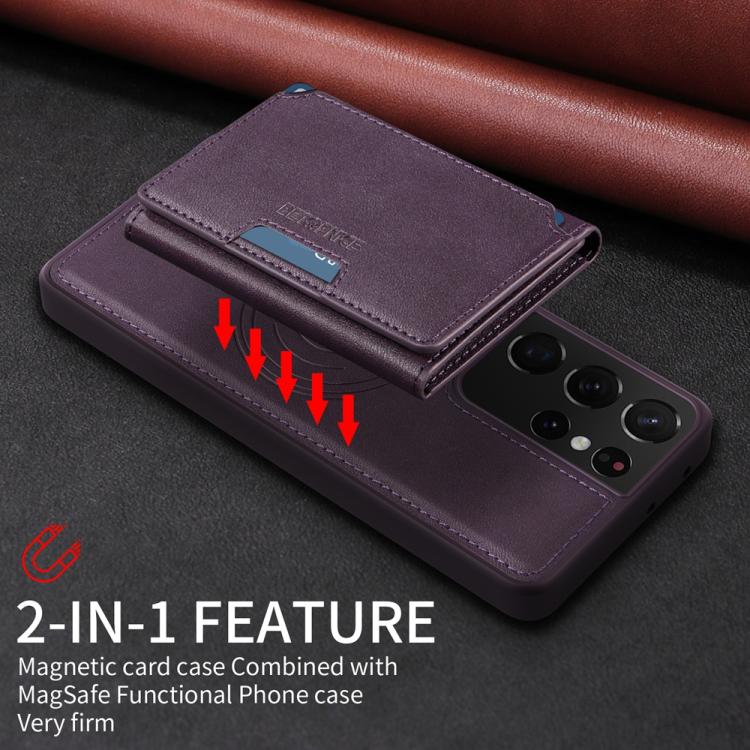 For Samsung Galaxy S21 Ultra 5G BETOPNICE Horizontal Flip Detachable MagSafe Wallet Phone Case