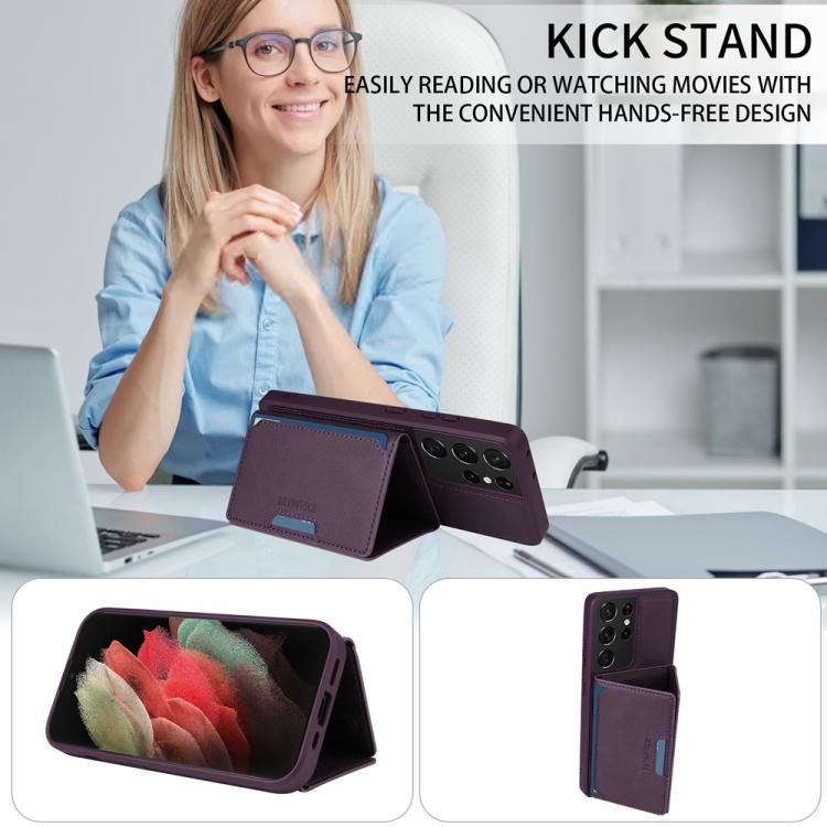 For Samsung Galaxy S21 Ultra 5G BETOPNICE Horizontal Flip Detachable MagSafe Wallet Phone Case