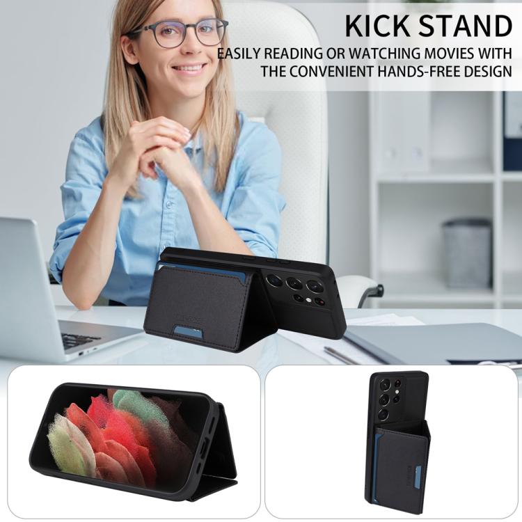 For Samsung Galaxy S21 Ultra 5G BETOPNICE Horizontal Flip Detachable MagSafe Wallet Phone Case