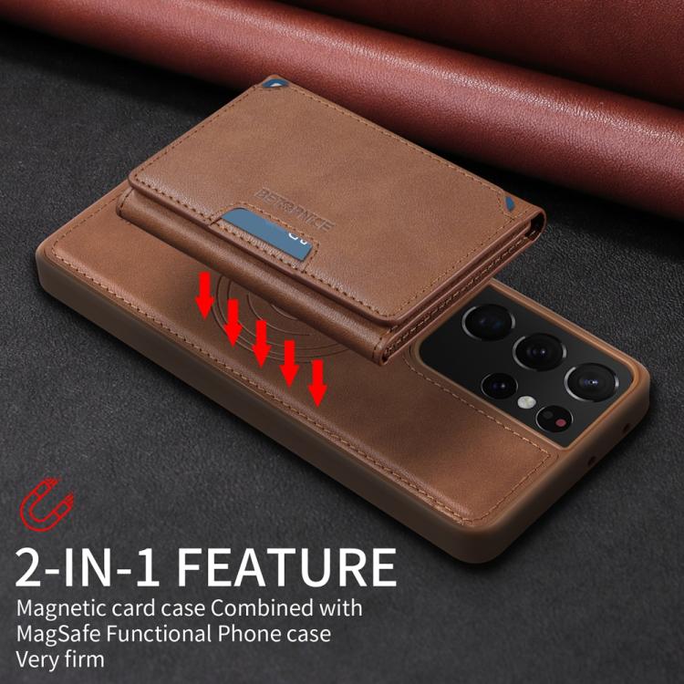 For Samsung Galaxy S21 Ultra 5G BETOPNICE Horizontal Flip Detachable MagSafe Wallet Phone Case