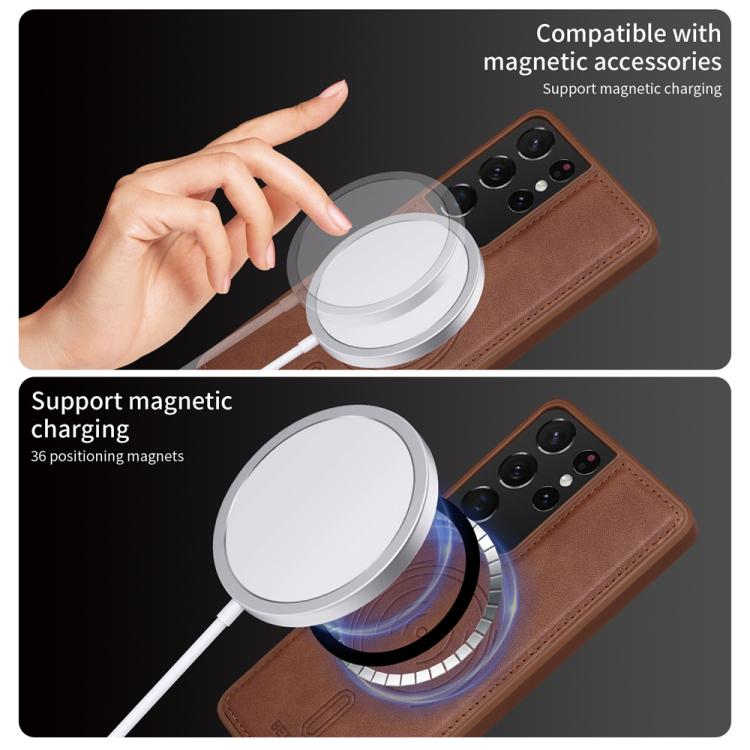 For Samsung Galaxy S21 Ultra 5G BETOPNICE Horizontal Flip Detachable MagSafe Wallet Phone Case