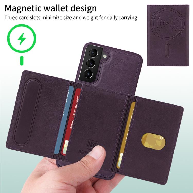 For Samsung Galaxy S21+ 5G BETOPNICE Horizontal Flip Detachable MagSafe Wallet Phone Case