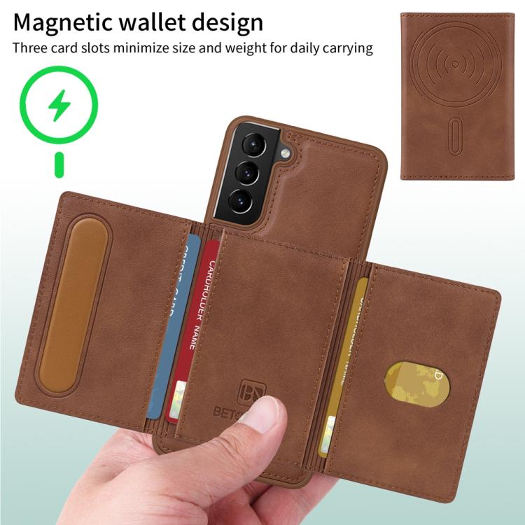 For Samsung Galaxy S21+ 5G BETOPNICE Horizontal Flip Detachable MagSafe Wallet Phone Case
