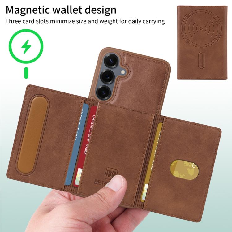 For Samsung Galaxy S25+ 5G BETOPNICE Horizontal Flip Detachable MagSafe Wallet Phone Case