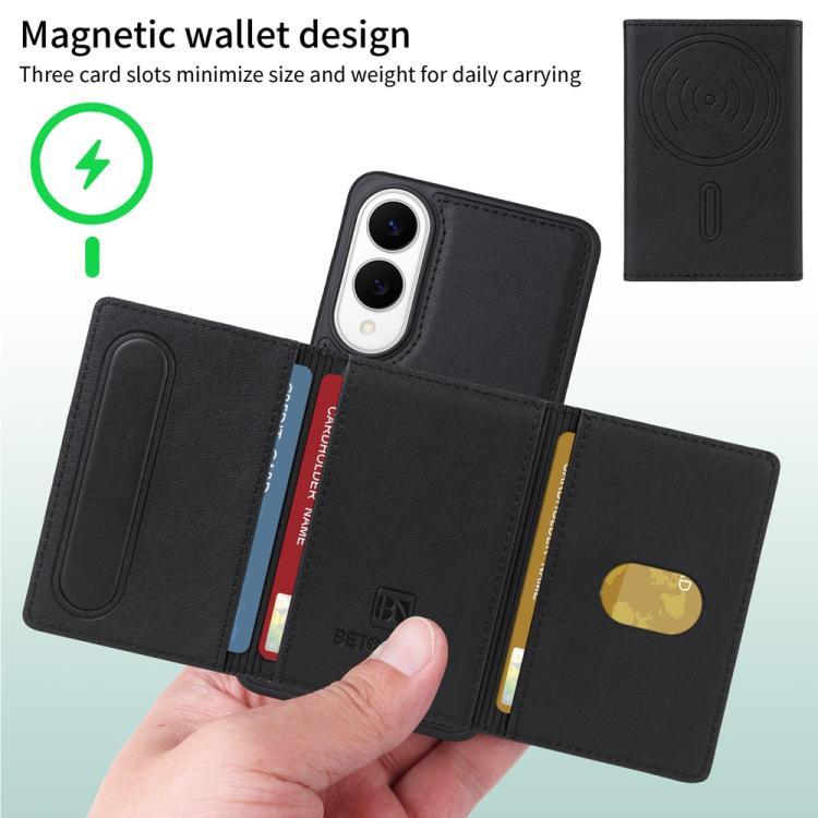 For Samsung Galaxy S25 Edge 5G BETOPNICE Horizontal Flip Detachable MagSafe Wallet Phone Case