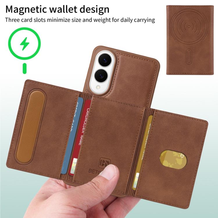 For Samsung Galaxy S25 Edge 5G BETOPNICE Horizontal Flip Detachable MagSafe Wallet Phone Case