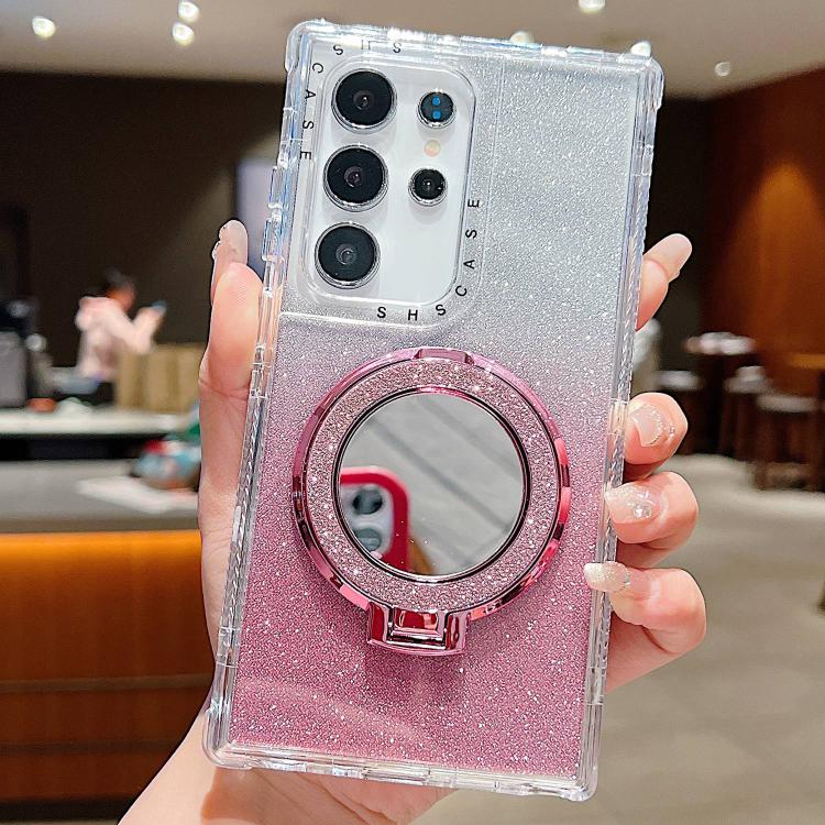 For Samsung Galaxy S22 Ultra Mirror Holder Glitterr MagSafe Phone Case