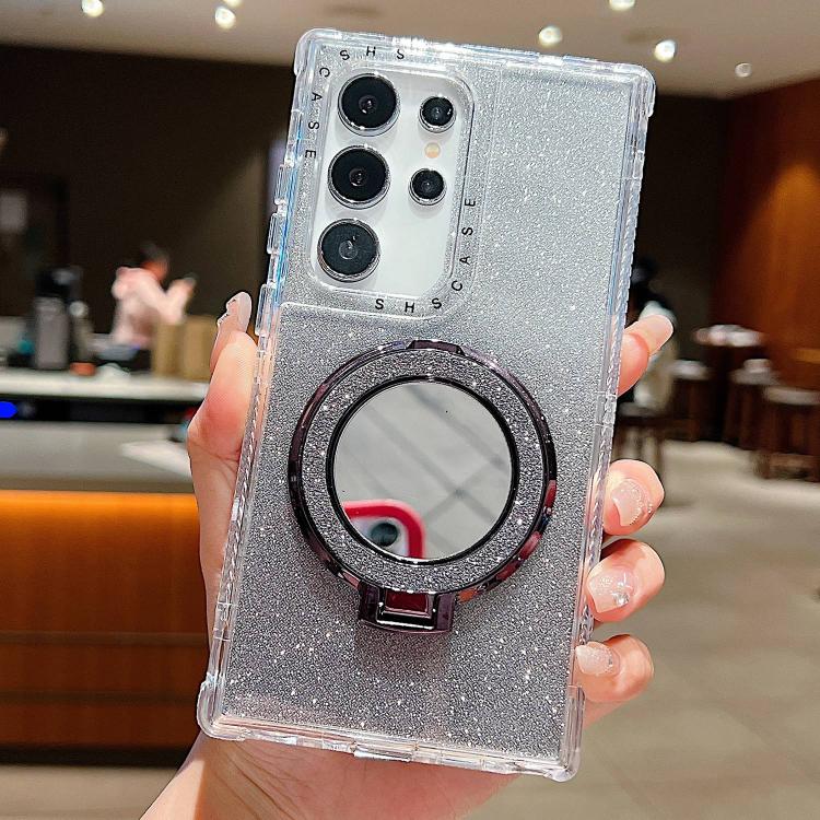 For Samsung Galaxy S22 Ultra Mirror Holder Glitterr MagSafe Phone Case