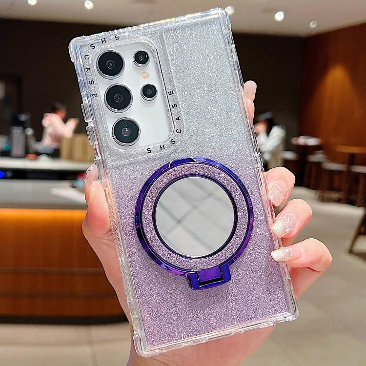 For Samsung Galaxy S22 Ultra Mirror Holder Glitterr MagSafe Phone Case