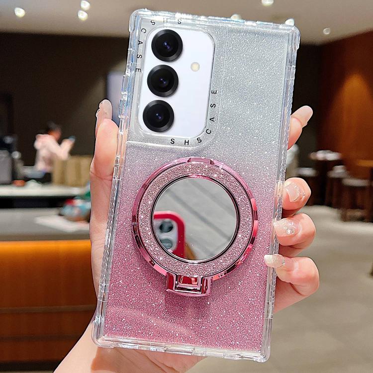 For Samsung Galaxy S24 / S25 Mirror Holder Glitterr MagSafe Phone Case