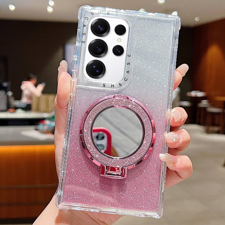 For Samsung Galaxy S24 Ultra / S25 Ultra Mirror Holder Glitterr MagSafe Phone Case