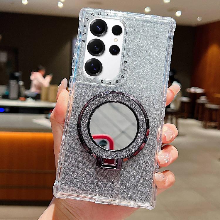 For Samsung Galaxy S24 Ultra / S25 Ultra Mirror Holder Glitterr MagSafe Phone Case