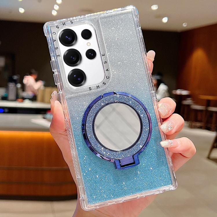 For Samsung Galaxy S24 Ultra / S25 Ultra Mirror Holder Glitterr MagSafe Phone Case
