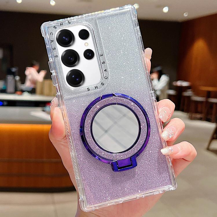 For Samsung Galaxy S24 Ultra / S25 Ultra Mirror Holder Glitterr MagSafe Phone Case