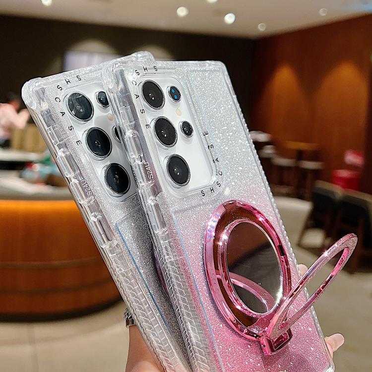 For Samsung Galaxy S22 Ultra Mirror Holder Glitterr MagSafe Phone Case