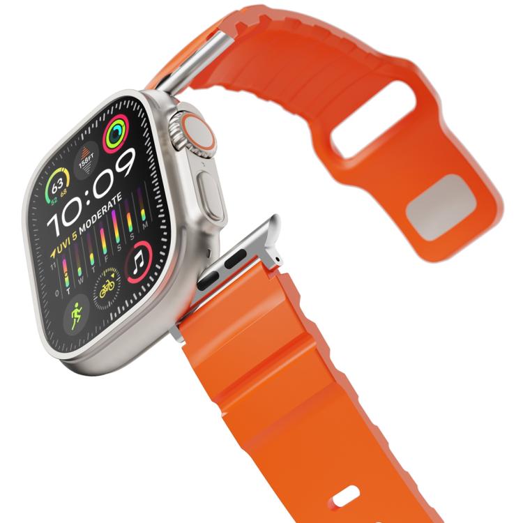 For Apple Watch 46mm / 49mm / 45mm / 44mm Solid Color Reverse Buckle Fluororubber Watch Band