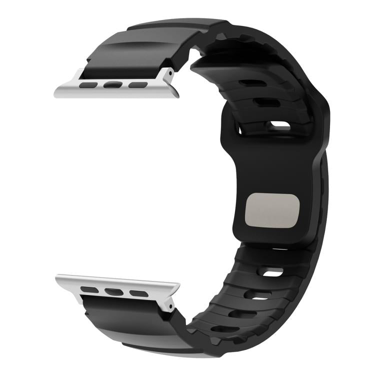 For Apple Watch 46mm / 49mm / 45mm / 44mm Solid Color Reverse Buckle Fluororubber Watch Band