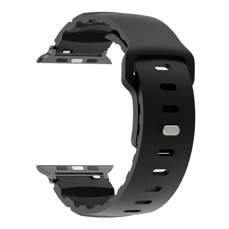 For Apple Watch 46mm / 49mm / 45mm / 44mm Solid Color Reverse Buckle Fluororubber Watch Band