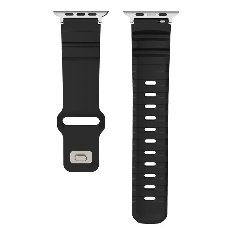 For Apple Watch 42mm / 41mm / 40mm / 38mm Solid Color Reverse Buckle Fluororubber Watch Band