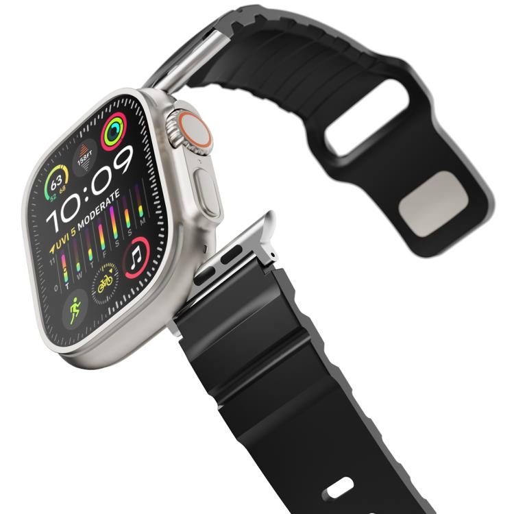 For Apple Watch 42mm / 41mm / 40mm / 38mm Solid Color Reverse Buckle Fluororubber Watch Band