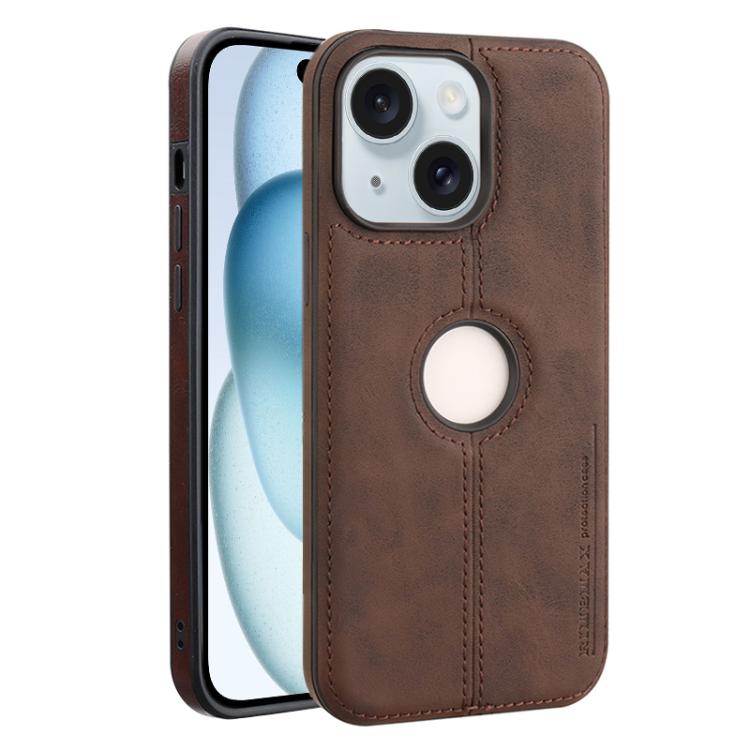 For iPhone 15 Crazy Horse Leather Back Cover Phone Case