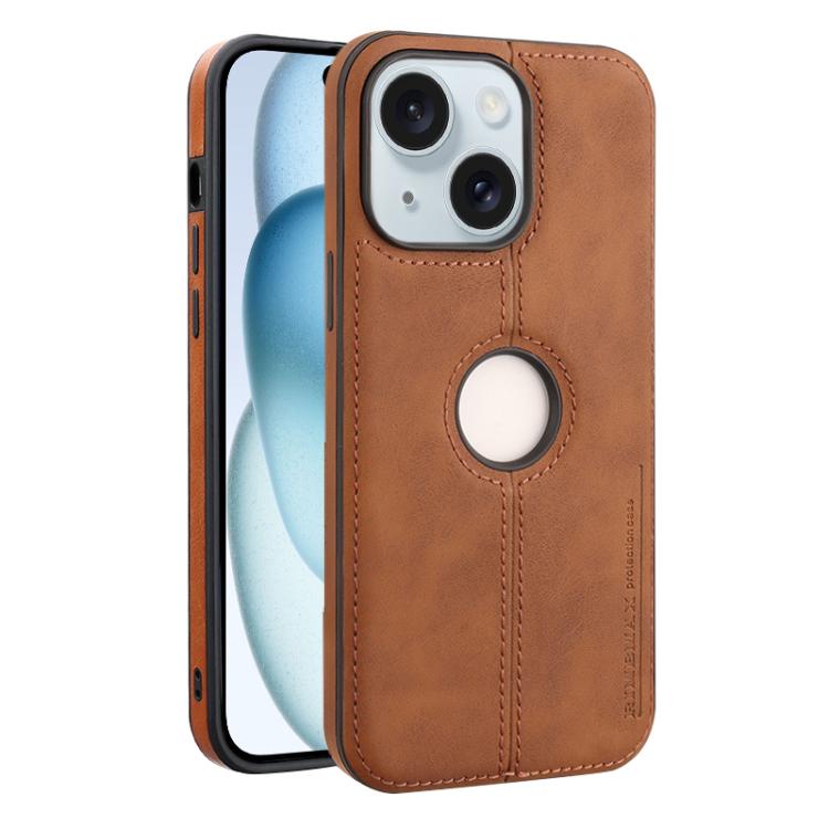 For iPhone 15 Crazy Horse Leather Back Cover Phone Case
