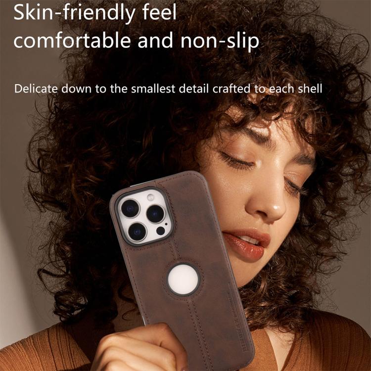 For iPhone 15 Crazy Horse Leather Back Cover Phone Case