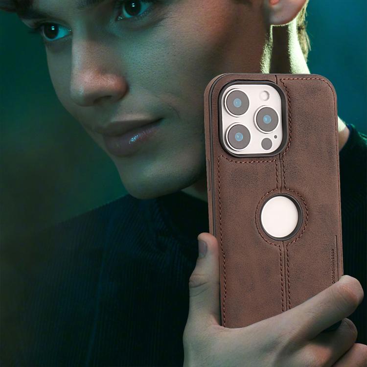 For iPhone 15 Crazy Horse Leather Back Cover Phone Case