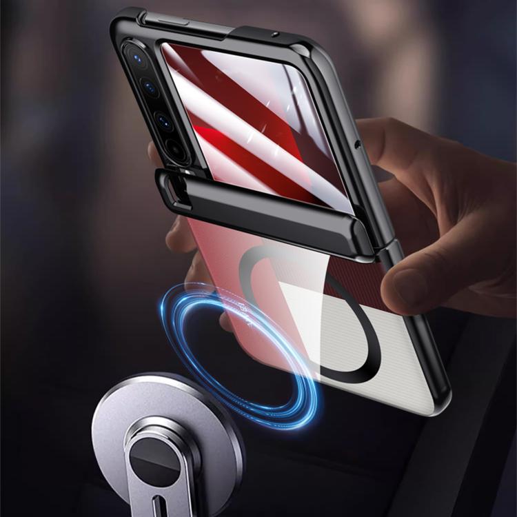 For Huawei Pura X Integrated Transparent Electroplating Axis Hinge MagSafe Phone Case