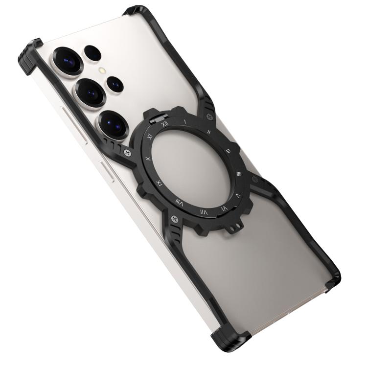 For Samsung Galaxy S25 Ultra 5G Mechanical Gear MagSafe Holder Borderless Metal Phone Case