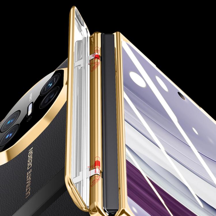 For Huawei Mate X5 Integrated Privacy Electroplating Leather Texture Hinge Fold Holder Phone Case