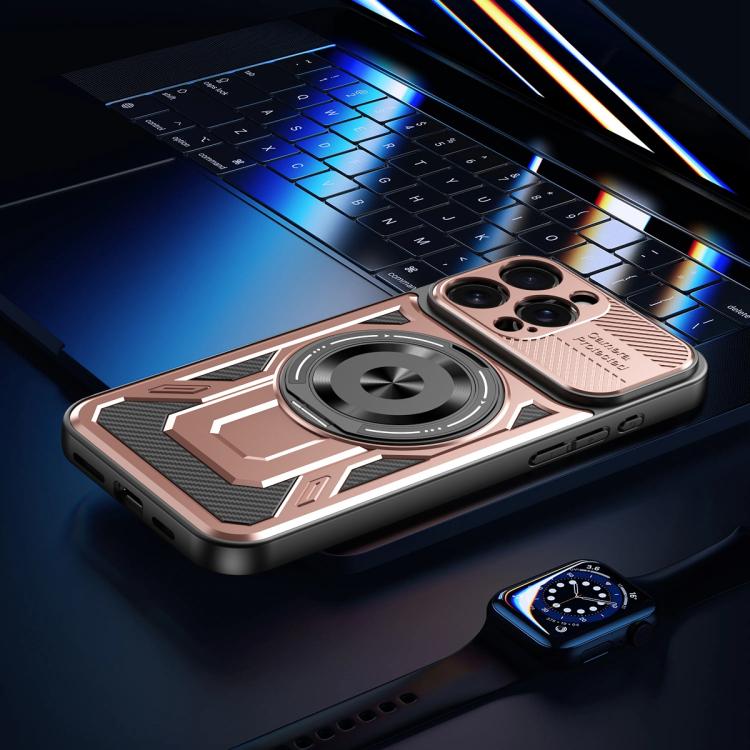 For iPhone 16 Pro Max Armor Rotating Holder MagSafe Phone Case