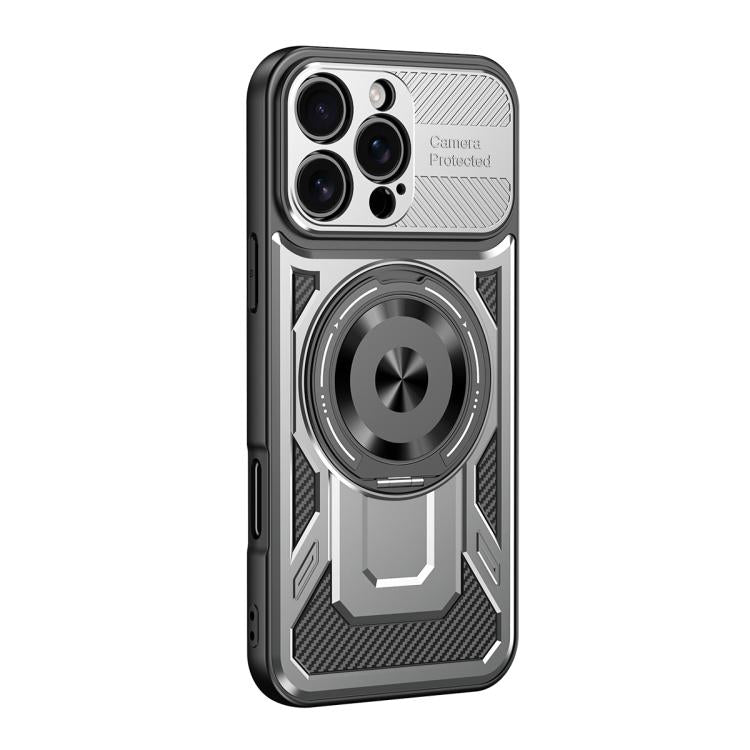 For iPhone 16 Pro Armor Rotating Holder MagSafe Phone Case